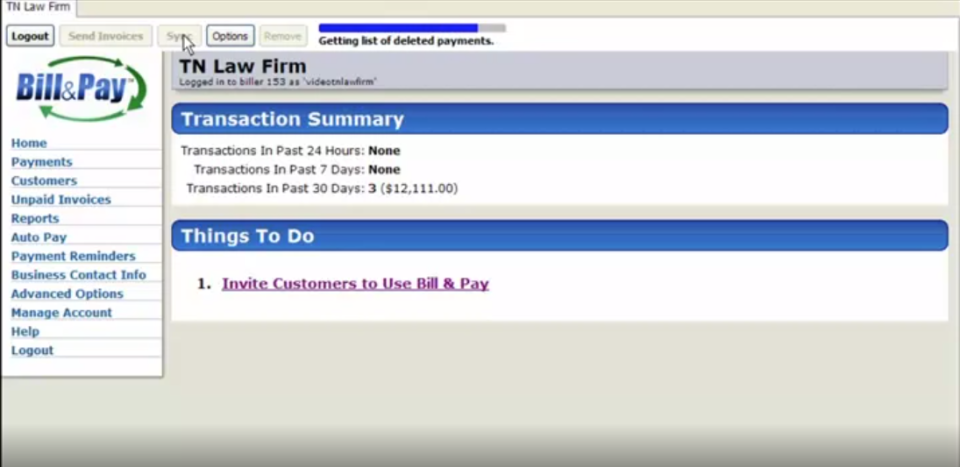 screenshot of Bill & Pay
